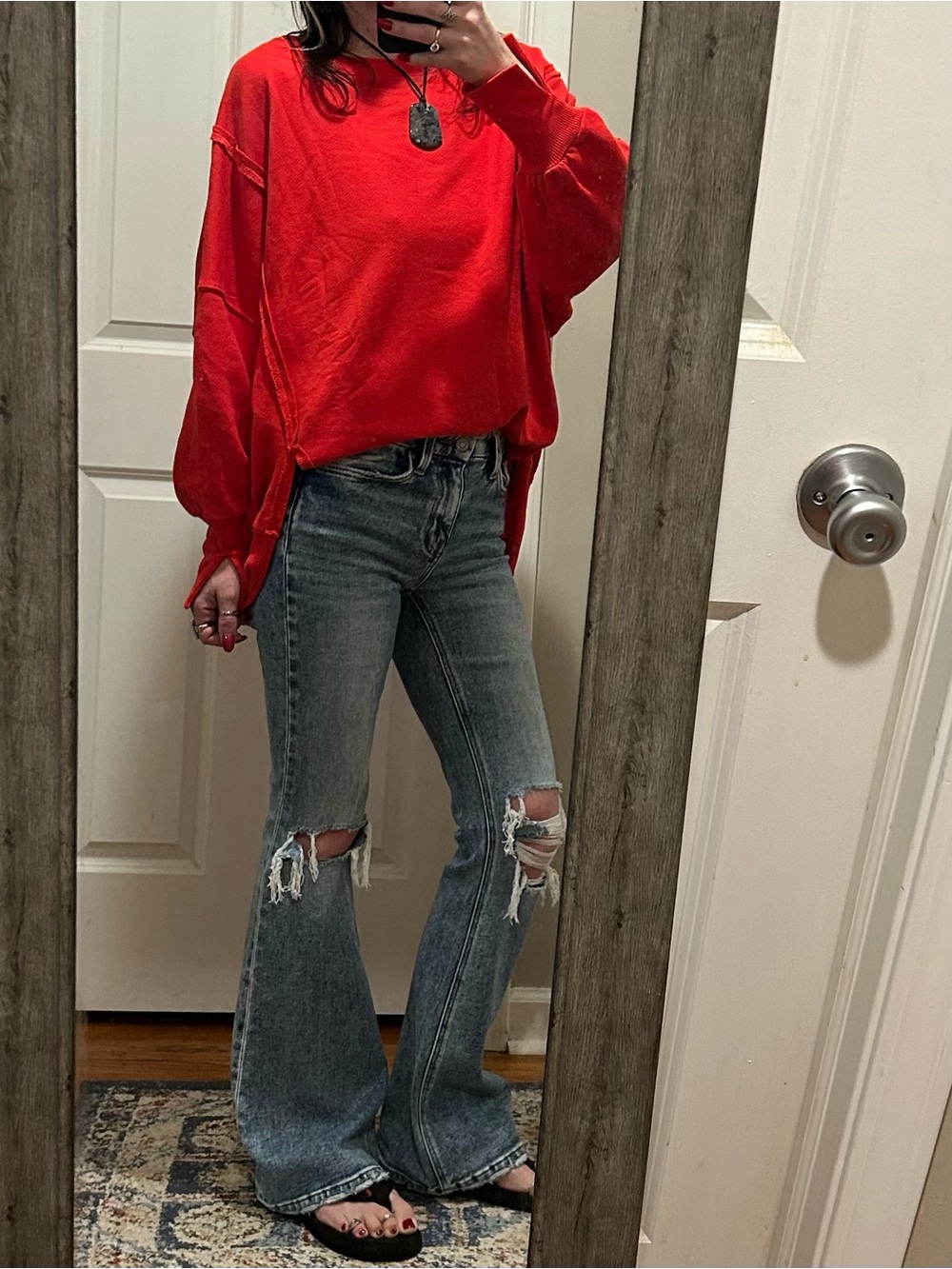 NWT We The Free Camden Sweatshirt in Flame Red - Picture 11 of 16